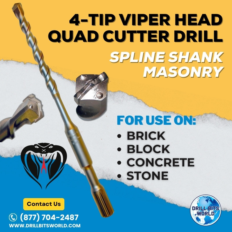 4-Tip Spline Viper Head Quad Cutter Masonry Drill Bit