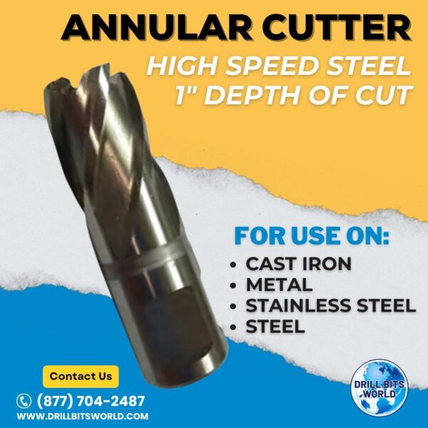 3-1/16" Diameter - Annular Cutter - High Speed Steel - 1" Depth of Cut 2 Annular Cutter - High Speed Steel - 1" Depth of Cut