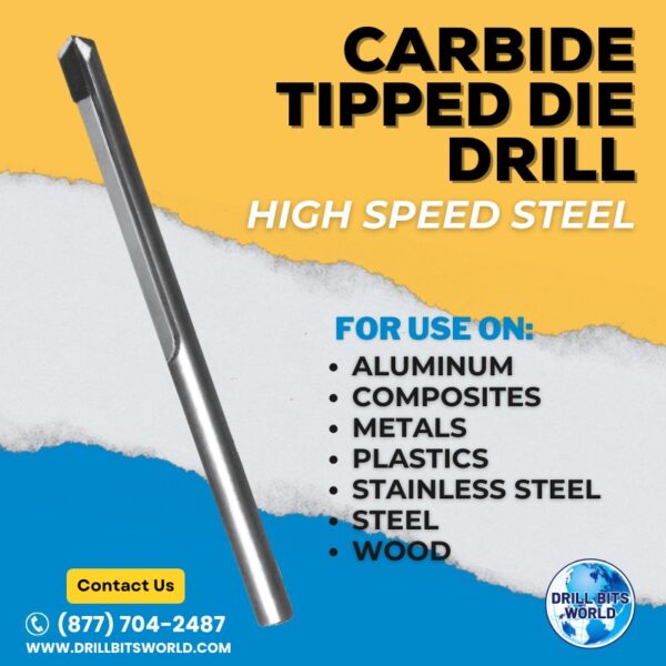 23/32 x 8 Overall Length Carbide Tipped Die Drill Bit 2 Carbide Tipped Die Drill Bit