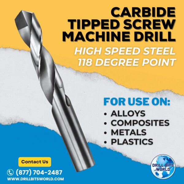 5/16 x 2-13/16 Overall Length Carbide Tipped Screw Machine Drill Bit 2 Carbide Tipped Screw Machine Drill Bit