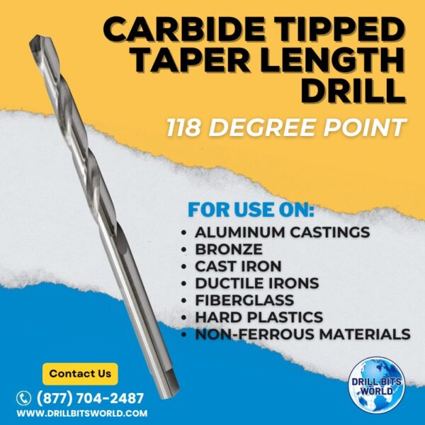 Carbide Tipped - Taper Length Drill Bit