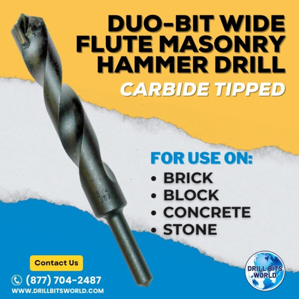 Duo-Bit Wide Flute Masonry hammer Drill