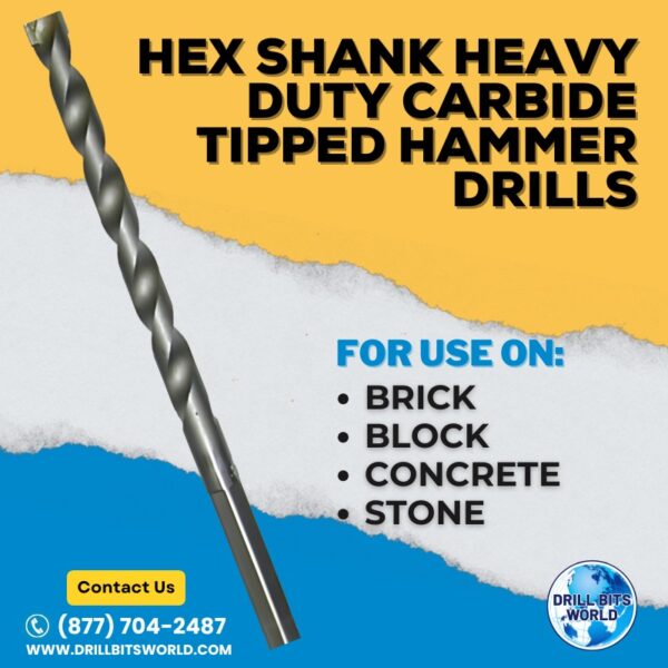 Hex Shank Heavy Duty Carbide Tipped Hammer Drills