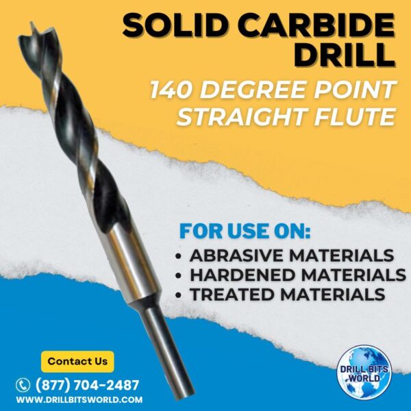 Solid Carbide Drill Bit - Straight Flute - Wire Gauge Size