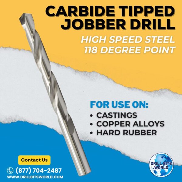 arbide Tipped Jobber Drill Bit - High Speed Steel Body